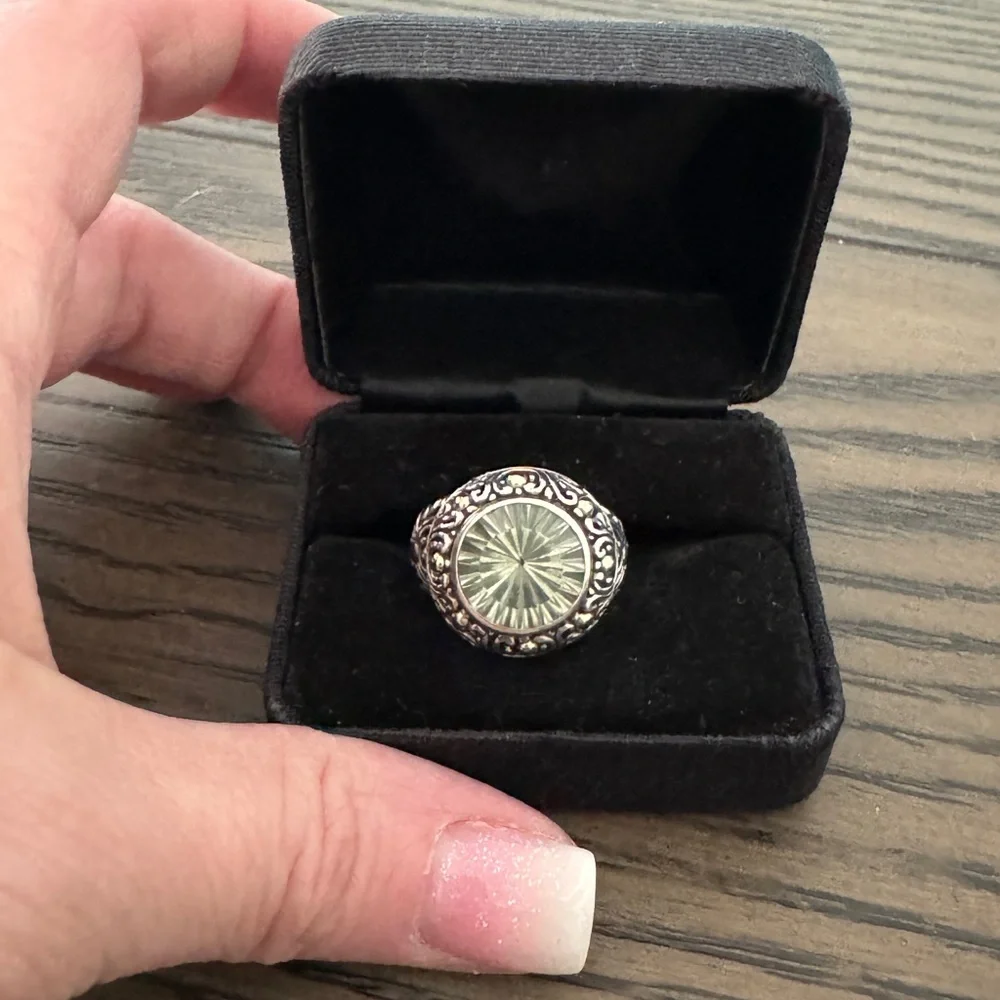 Samuel B Behnam Sterling Silver 18k Gold Cydonia Green Amethyst Ring Sz 6.75 - Picture 1 of 7